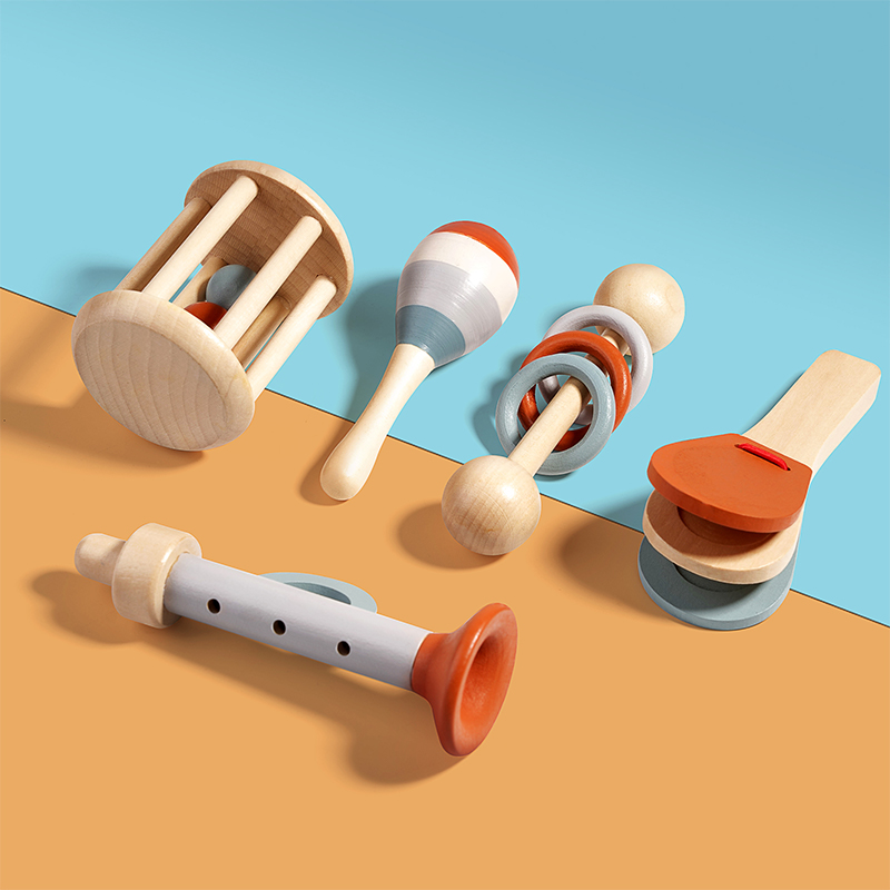Baby Rattle Toy Set - Juego de Sonajeros de Madera Natural,